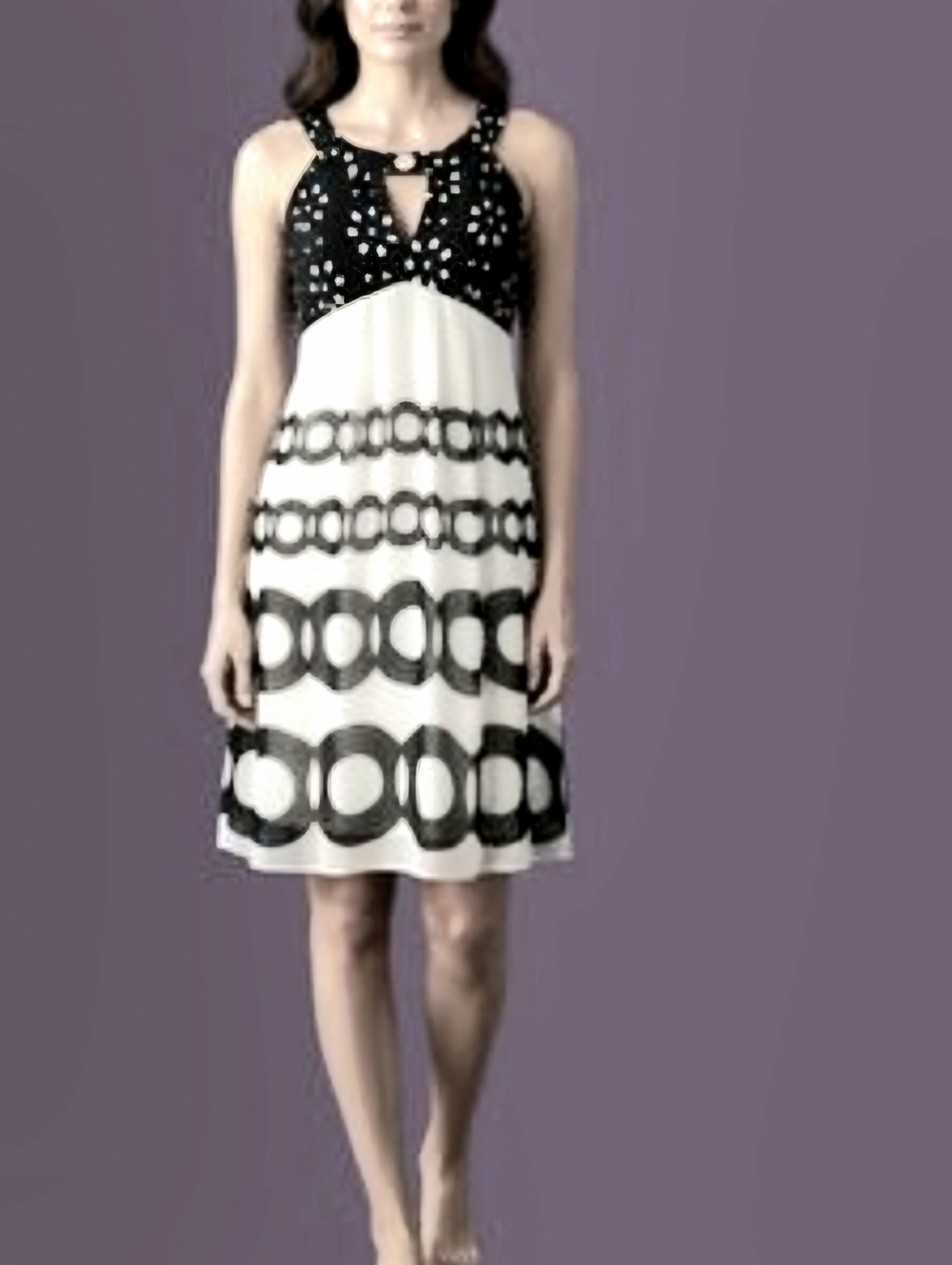Jax Black and Cream Silk And Eyelet Dress